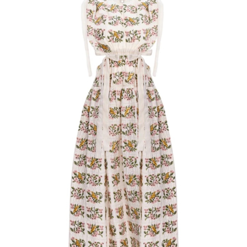 Agua Bendita Guaguanco Embroidered Midi Dress